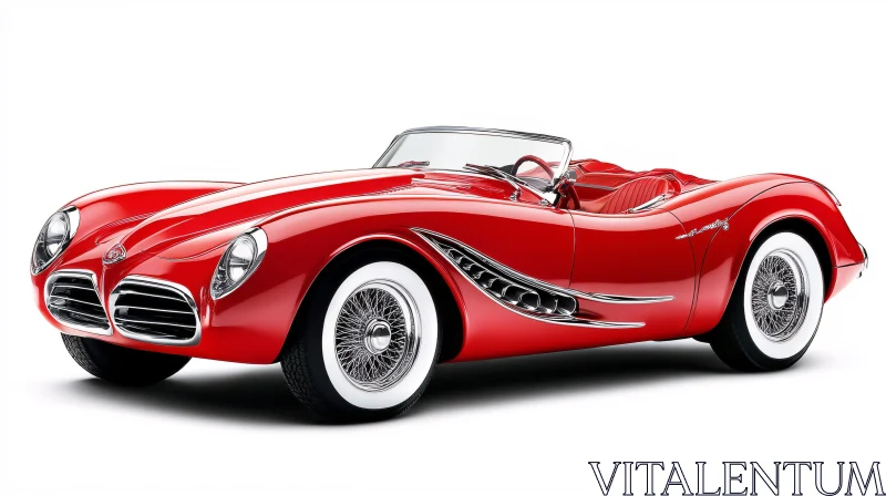 Vintage Red Convertible with Chrome Details AI Image