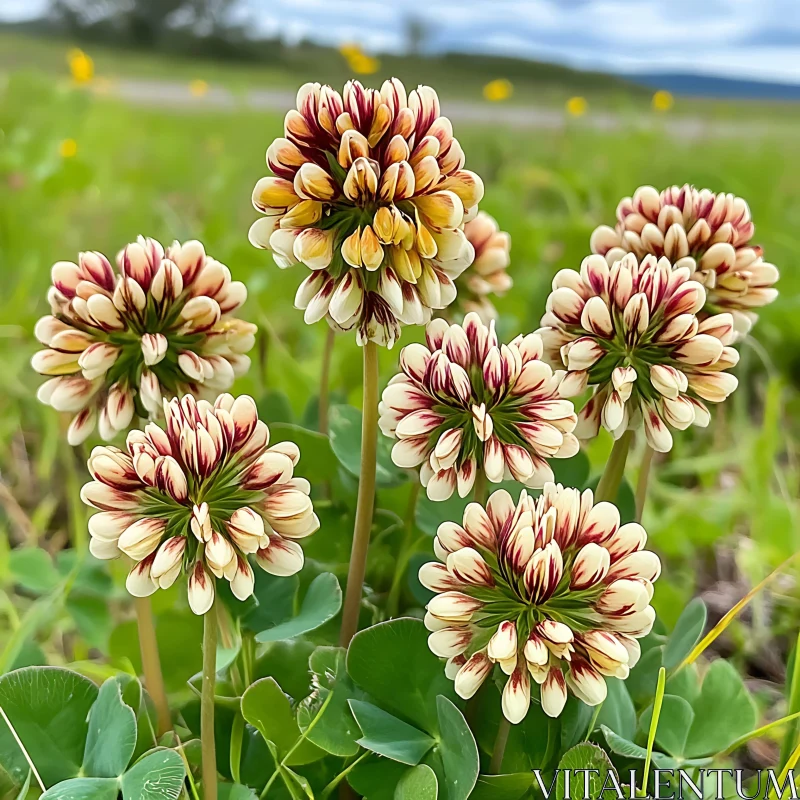 AI ART Elegantly Colored Clover Flowers in Nature