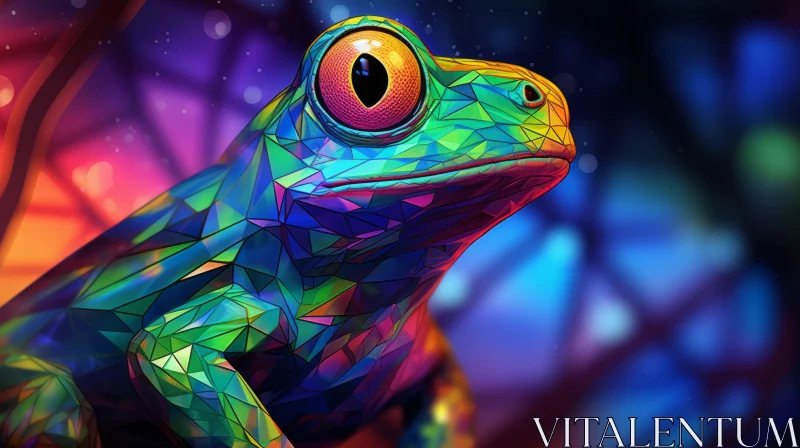 Colorful Low Poly Frog: An Abstract Precisionist Masterpiece AI Image