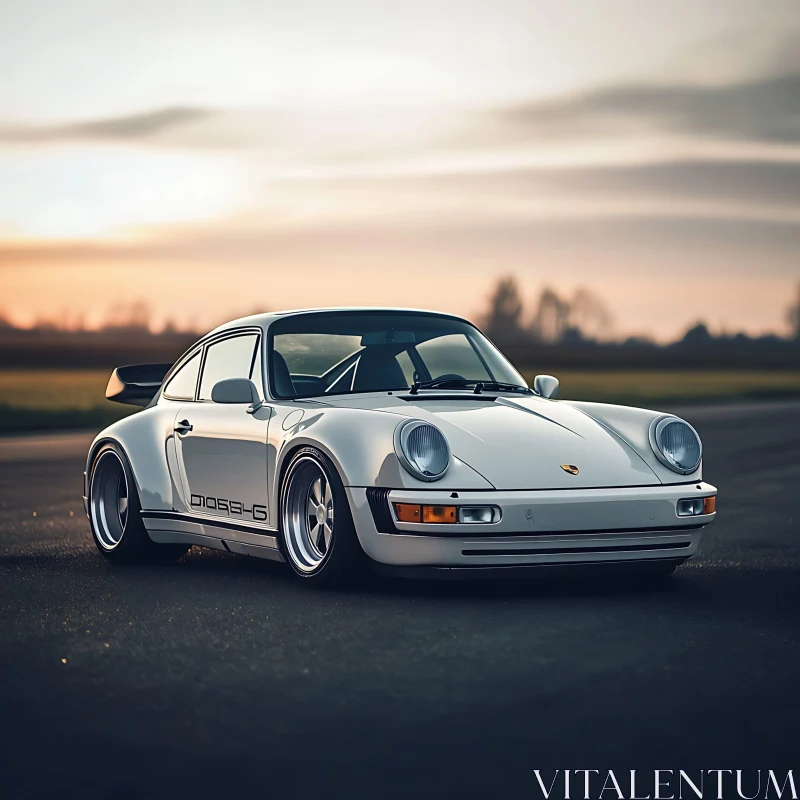 AI ART Elegant White Porsche in Evening Light