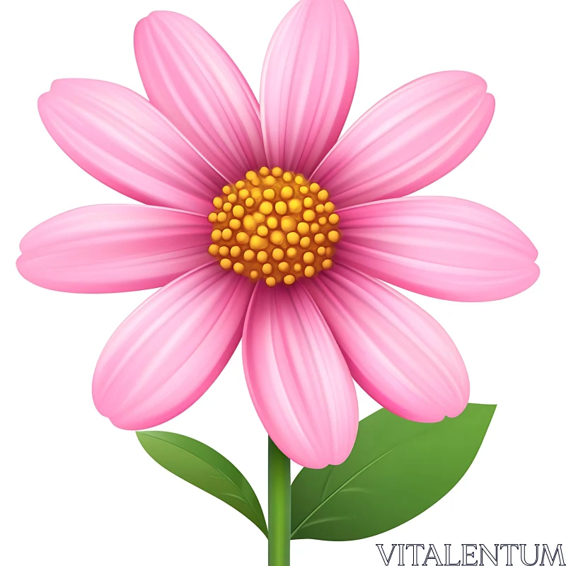 Detailed Pink Flower with Yellow Center AI Image