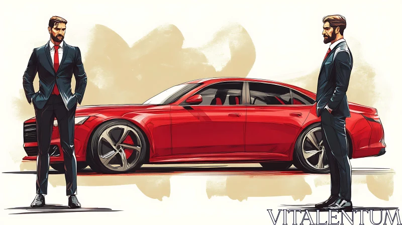 Elegance and Style with a Modern Red Car AI Image