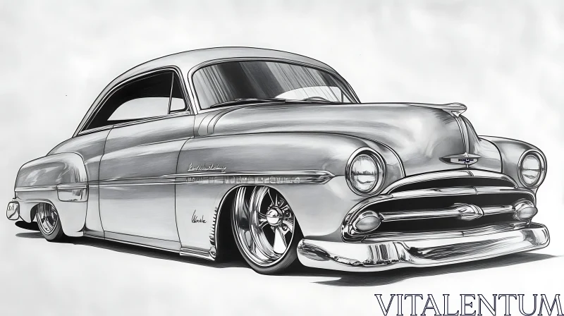 Intricately Detailed Classic Car Illustration AI Image