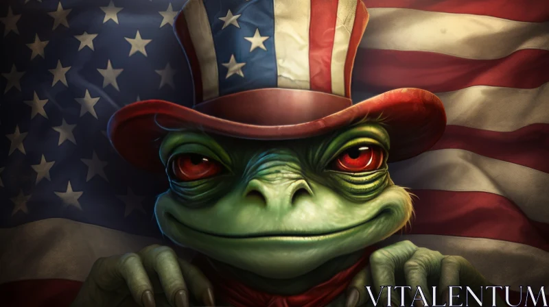 Patriotic Frog: A Satirical 2D Game Art Illustration AI Image