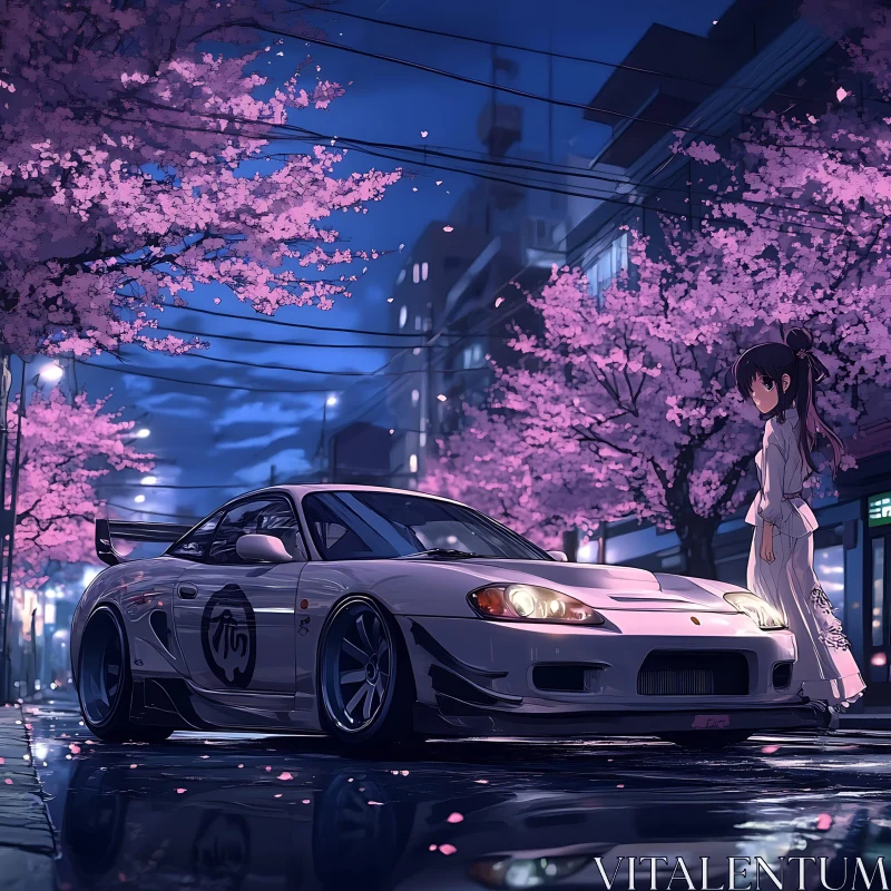 Serene Anime Night in the City AI Image