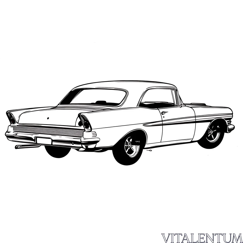 Retro Car Drawing - Classic Auto Art AI Image