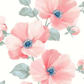 Delicate Artistic Illustration of Pink Poppies