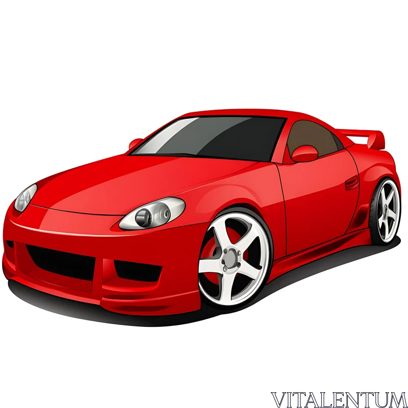 Illustration of a Modern Red Sports Car AI Image