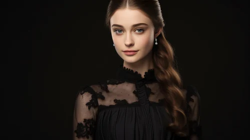 Captivating Portrait of a Young Woman in a Black Dress | Exquisite Attention to Detail