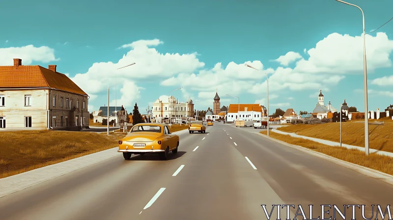 Peaceful Countryside Drive on a Clear Day AI Image