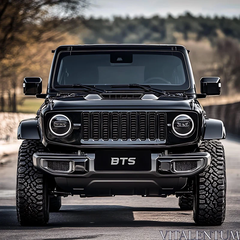 Sleek Black SUV on an Open Road AI Image