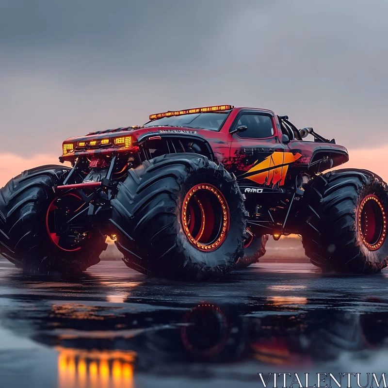 Powerful Monster Truck in Overcast Setting AI Image