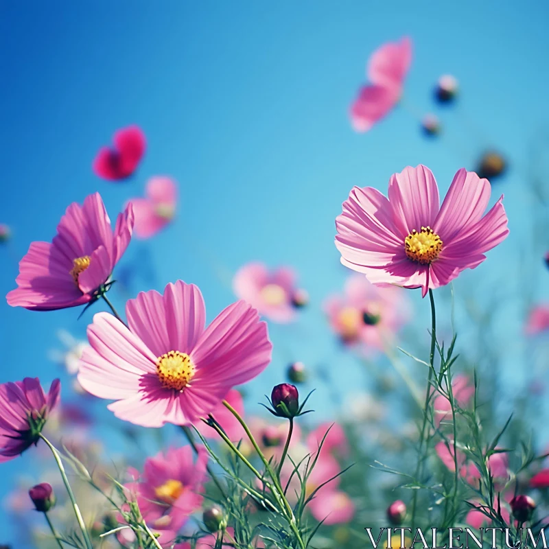 Blooming Cosmos Flowers Reaching for the Sky AI Image