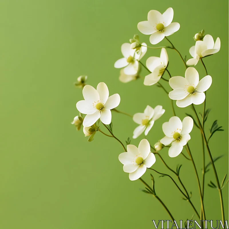 AI ART Graceful White Flowers on Green