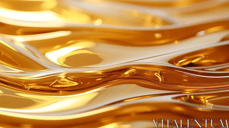 Golden Liquid Abstract Art - A Study in Reflections and Energy AI Image