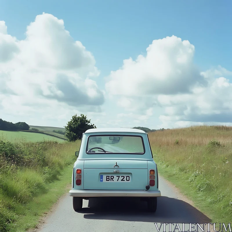 AI ART Classic Car on a Scenic Country Road