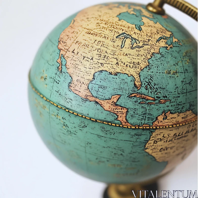 Vintage North America Globe Close-Up AI Image