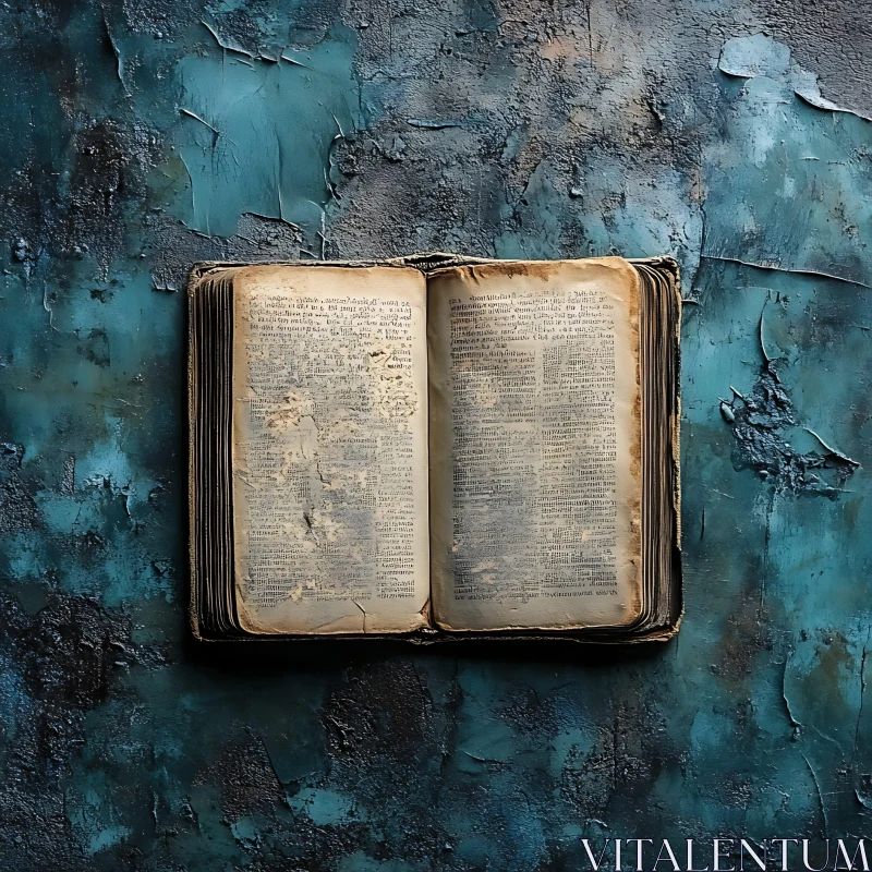 Old Book with Worn Pages on Artistic Backdrop AI Image