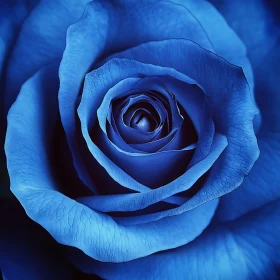 Intricate Petals of a Blue Rose in Close-Up