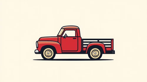 Retro Red Pickup Truck Drawing