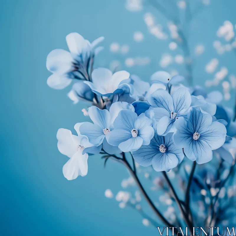 AI ART Close-Up of Blue Blossoms