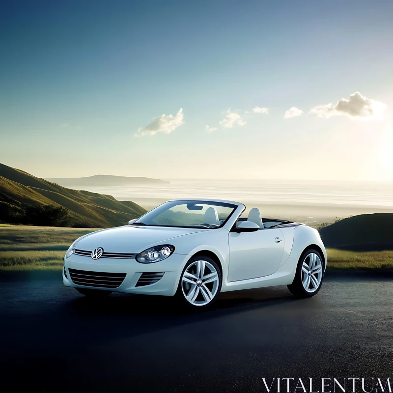 Volkswagen Convertible at Sunset AI Image