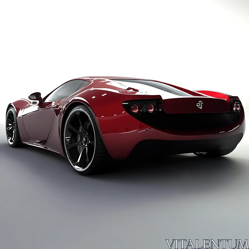 Luxury Red Sports Car From Rear Angle AI Image