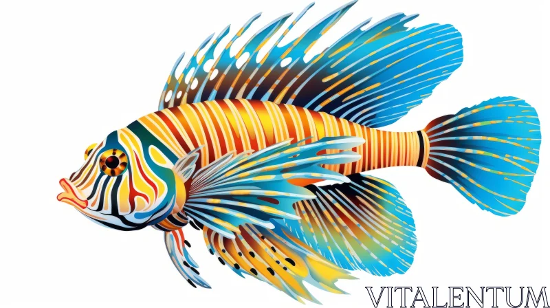 Colorful Lion Fish Illustration with Tropical Symbolism AI Image