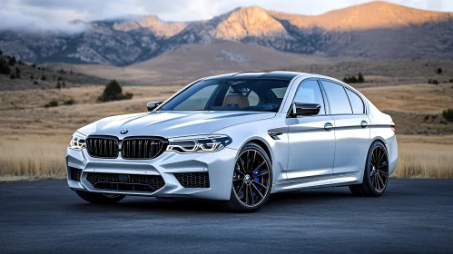 Luxury BMW Car in Scenic Mountains