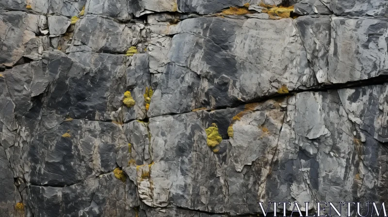 Nature's Beauty: Moss-Laden Rock Wall with Industrial Texture AI Image