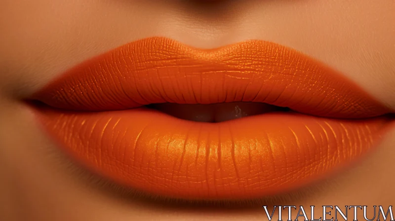 Orange Lipstick Close-Up: Hyper-Realistic Pop Art AI Image