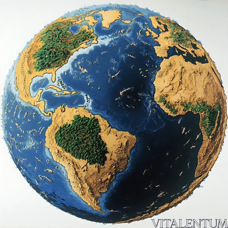 3D Globe Highlighting Earth's Geography AI Image