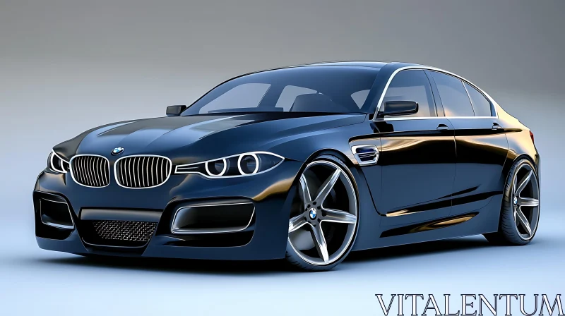 Luxury Black Sedan with Aerodynamic Design AI Image