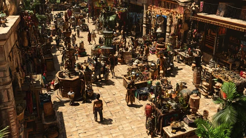 Vivid Ancient Market Scene