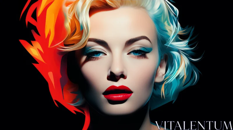 Colorful Stylized Portraiture of Marilyn Monroe - Pop Art Interpretation AI Image