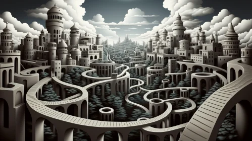 Gothic Metropolis: An Escher-Inspired Cityscape