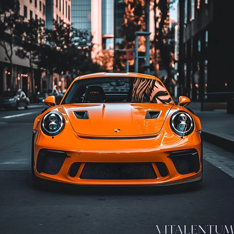 Luxury Orange Sports Car in Urban Setting AI Image