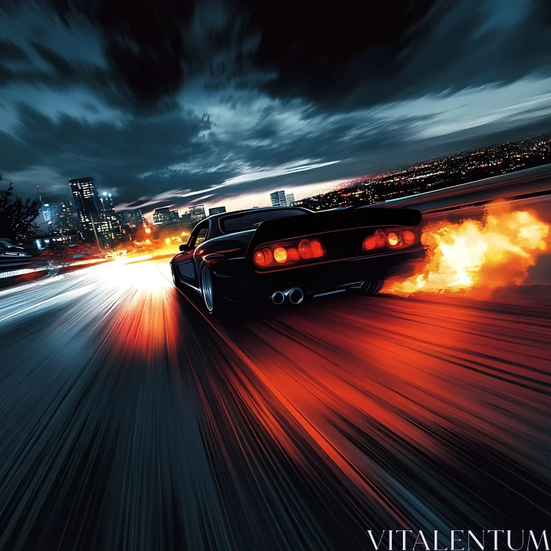 AI ART Urban Night Racing: Flames and Speed