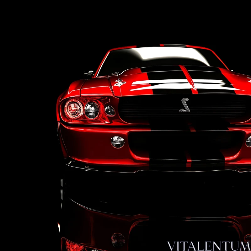 Red Vintage Muscle Car Photo AI Image