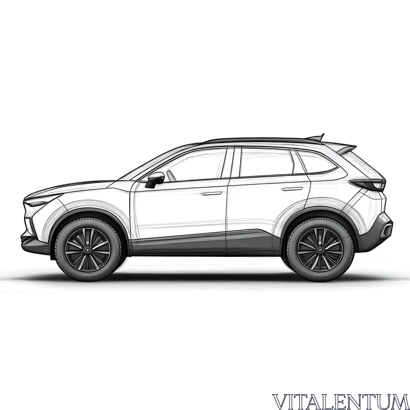 SUV Sketch - Vehicle Side View Design AI Image