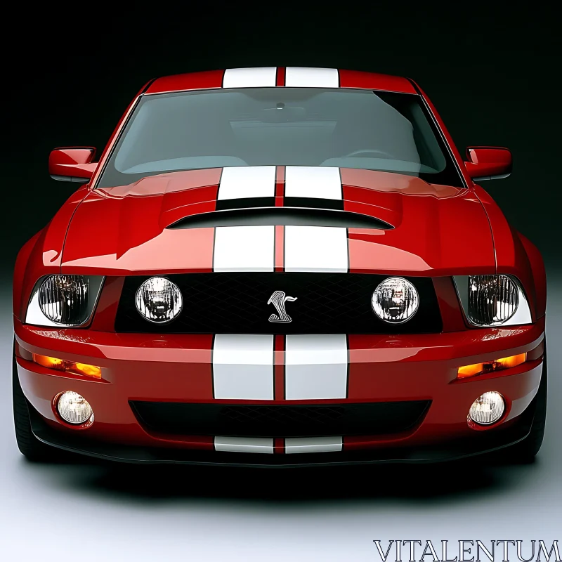 High-Performance Red Sports Car with White Stripes AI Image