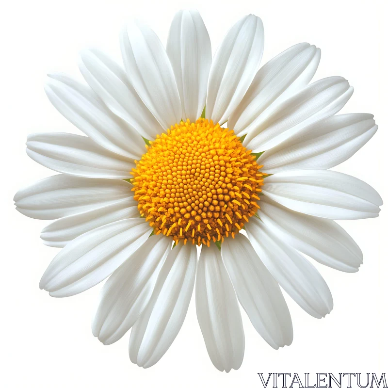 AI ART Close View of Daisy with White Petals and Yellow Center