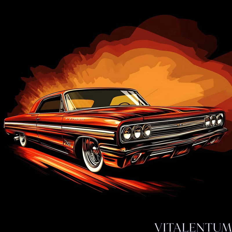 Retro Automobile Illustration in Vibrant Colors AI Image