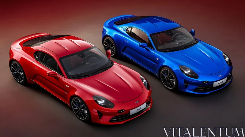 Luxury Red And Blue Vehicles AI Image