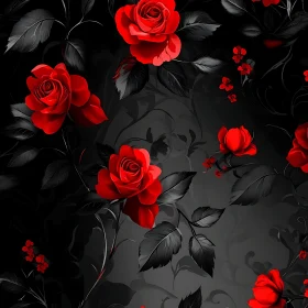 Red Roses Against Black Background