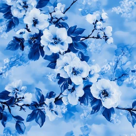 Intricate Botanical Blue and White Floral Art