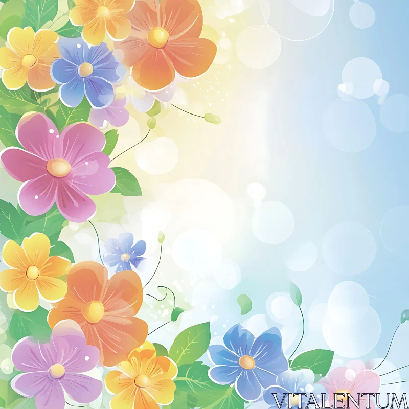 AI ART Multicolored Blossoms Illustration