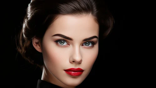 Captivating Portrait of a Woman with Bright Red Lips