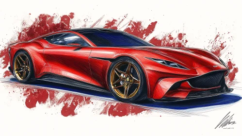 Red Sports Car Concept Art