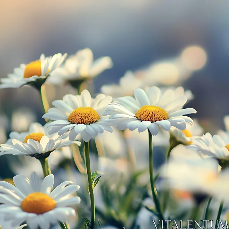 White Petaled Daisies with Yellow Centers AI Image